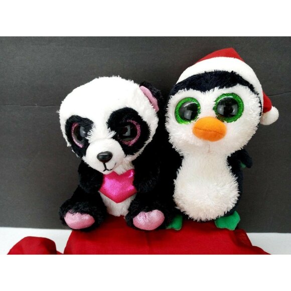 TY Beanie Boo Lot of 4 Plush 6" VelveTy Piggley Igloo Cutie Pie Rocco Panda Eyes - Picture 3 of 6